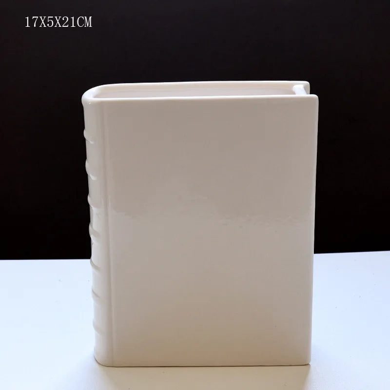 Modern Nordic Creative Ceramic Vase Glossy Porcelain Book Box for Living Room and Party Desktop Decoration