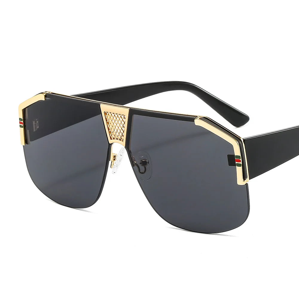 2024 Big Frame New One-piece Color Metal Fashion Men's and Women's All Match Personality Network Red Street Shot Sunglasses