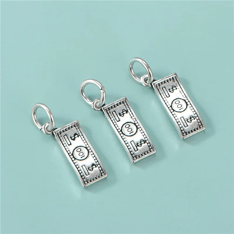 100 Dollar Bill Charms Oxidize 925 Sterling Silver Banknote Pendant for Jewelry Necklace Making