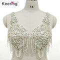 Bling Shinestone Silver Tassel Rhinestone Bodice Patch for Muslim Head Accessories WDP-321
