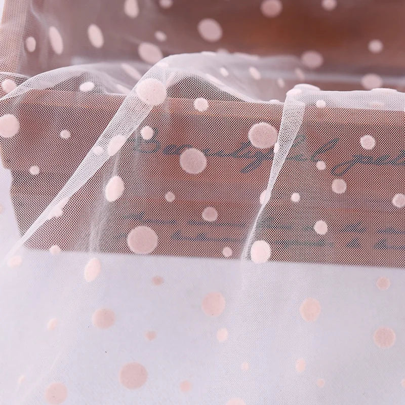 Brown Soft Swiss Dot Flocking Mesh Tulle Fabric Fashion Clothing Dress Fabric for Women