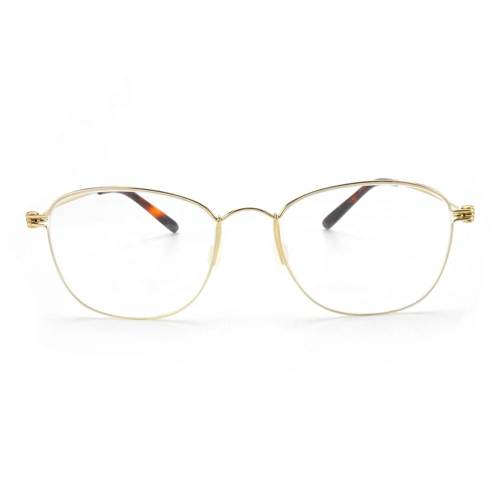 New Designer Woman Optical Frames Metal Titanium Round Clear Lens Silver Gold Eye Glass Without Screw Eyewear