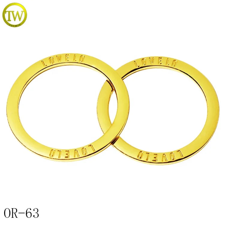 Zinc Alloy Swimwear Brand Round Ring Logos Gold Plated Clothing Metal Letter O Buckle for Bikini