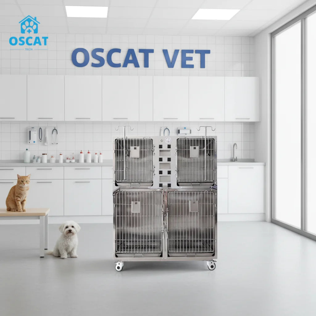 OSCAT Vet Equipment Veterinary Medical  Animal Cage Removable Lower Panel Transforms to Large Cage for Pet Clinic Use