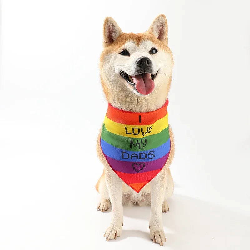 Wholesale Classic Rainbow Style Soft Pet Dog Saliva Scarf Cute Triangle Polyester Square Scarf in Bright Colors