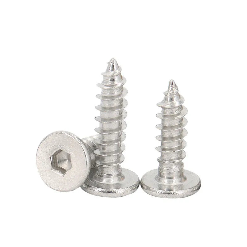 M2 M2.3 M2.6 M3 M4 M5 M6 CM CA 304 Stainless Steel Hex Socket Cap Ultrathin Self Tapping Screw Thin Flat Wafer Head Wood Screw