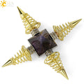CSJA Natural Stone Pyramid 4 Points Cone Pendulums Energy Healing Spiritual Meditation Women Men Jewelry G316