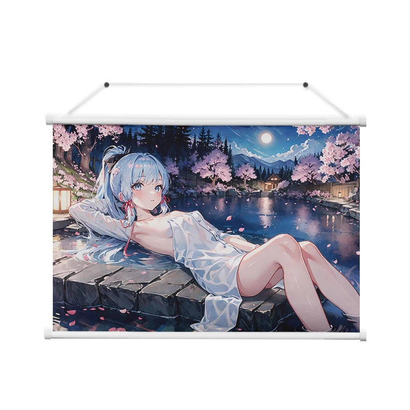 Anime Genshin Impact Wall Scroll Hang Poster Ganyu/Ayaka Kamisato/raiden Shogun/keqing Home Decor Art Hanging Painting Picture T