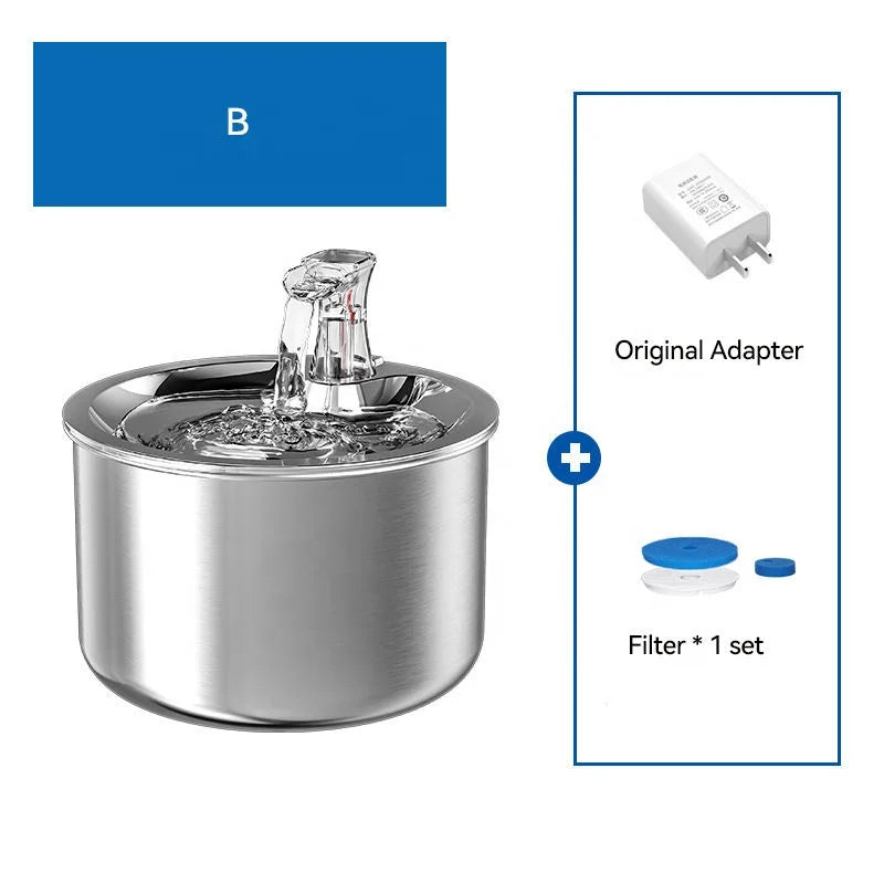 2L Automatic Cat Water Fountain Pet Water Fountain Auto Stainless Steel Pet Cat Water Dispenser