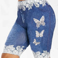 Guangzhou Auyan New Butterfly Print Leggings Popular Hip Lifting Stretch High Waist Short Jeans Leggings