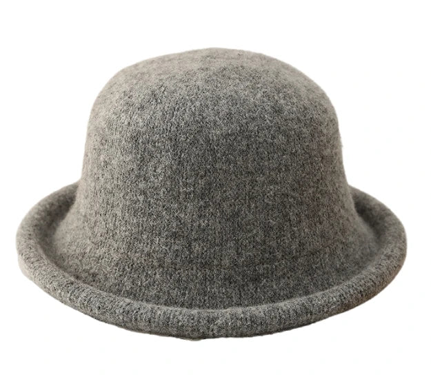 Custom logo Elegant Dress Party Vintage Bucket Church Bowler Hat Round Brim Warm Wool Felt Fedora Hat