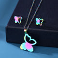 Cheap New Hollow butterfly Pendant Necklace Earring Set Stainless Steel Jewelry Collarbone Earring Chain Wholesale