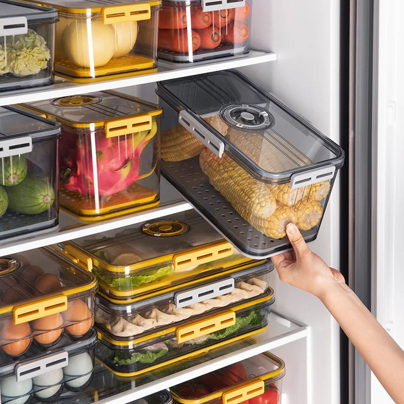 NFS Hot Selling Food Grade PET Plastic Transparent Thickened Timekeeping Frozen Organizer Box Refrigerator Storage Box