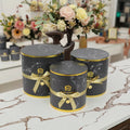 High-Quality Printed Solid Color Marbled Bronzing Pattern Round Box Gift Box Round Flower Packaging Flower Box 3 Piece Set