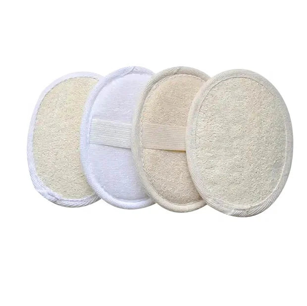 100% Natural Loufa Sponge and Soft Cotton Materials Premium Exfoliating Loofah Pad Scrubber Bath Towel