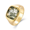 QX Custom Vintage Minimalist Luxury Fine Jewelry 925 Silver Big Water Grass Agate Ring Women Men Anniversary Valentine's Day