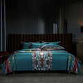 High Grade Egyptian Cotton Printed Bed Sheet European Style  Palace Green Duvet Cover 4-piece Home Textile Bedding Sets Supplier