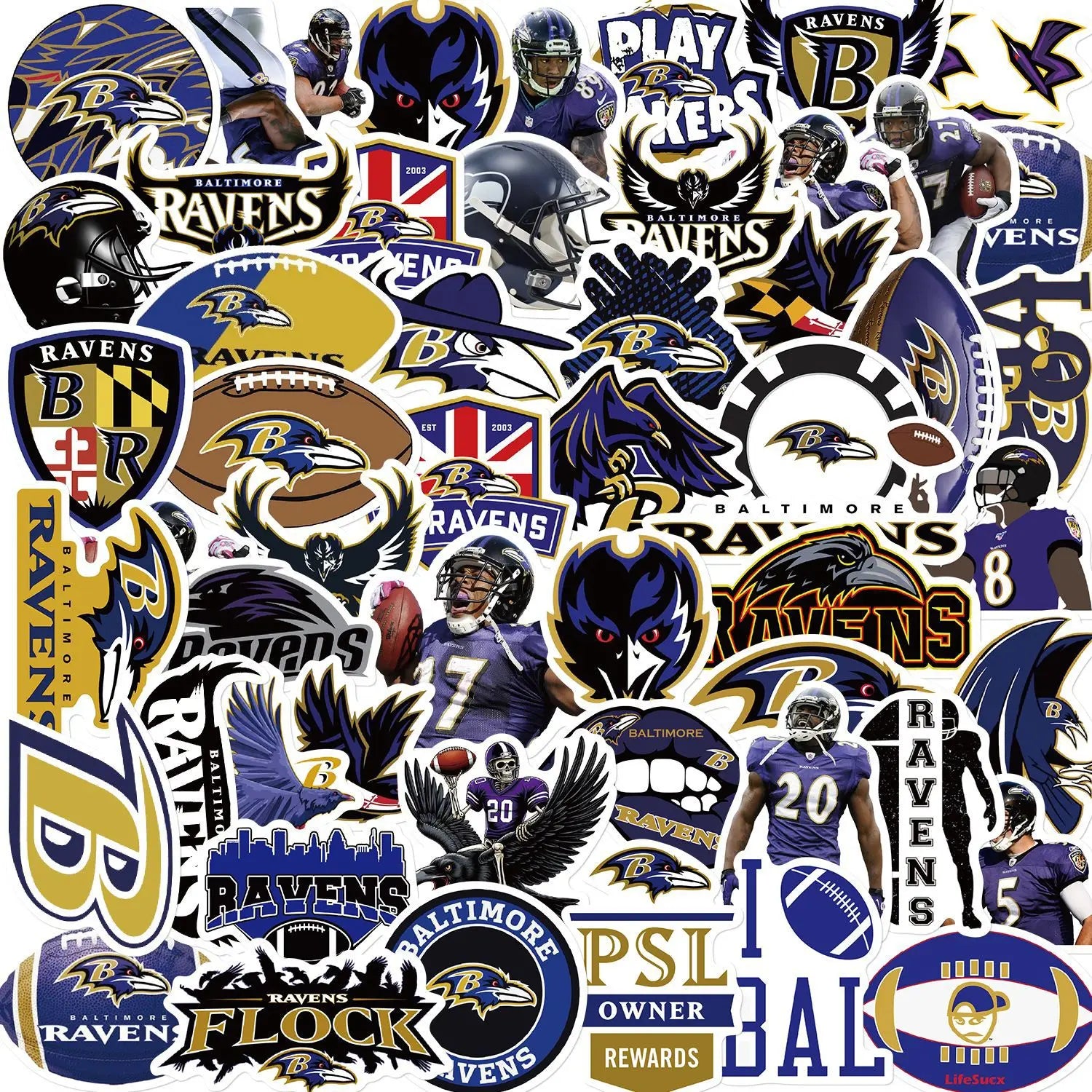 50Pcs Fashion Baltimore Ravens Team Graffiti Sticker for Bottle Laptop Phone Decor Vinyl American Football Sticker