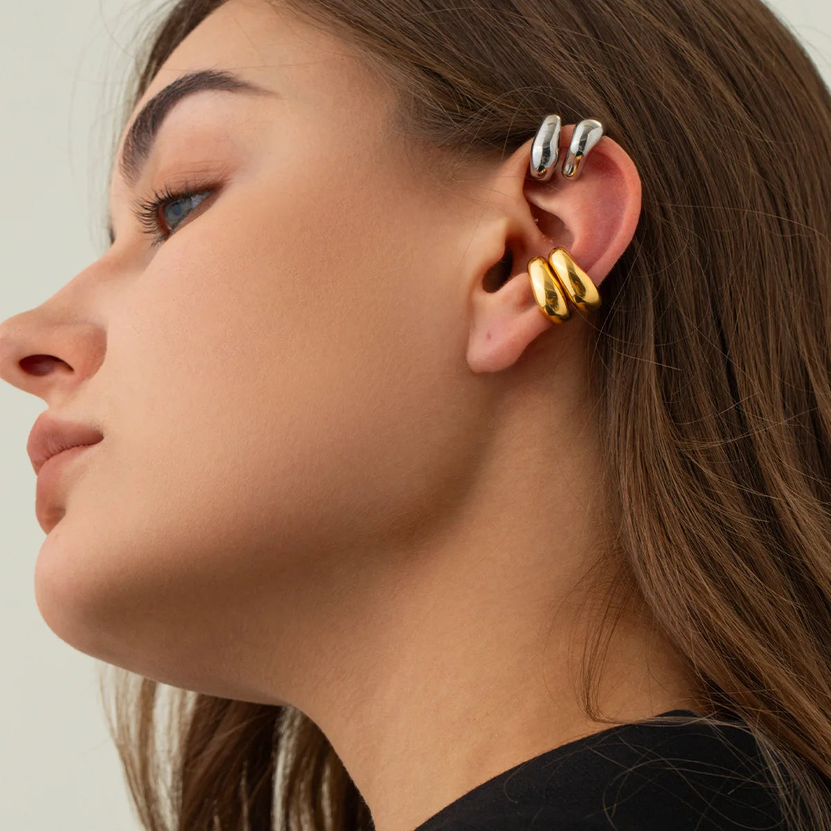 New Style Dainty 18K Gold Plated Stainless Steel Jewelry Waterproof Simple Earrings for Women