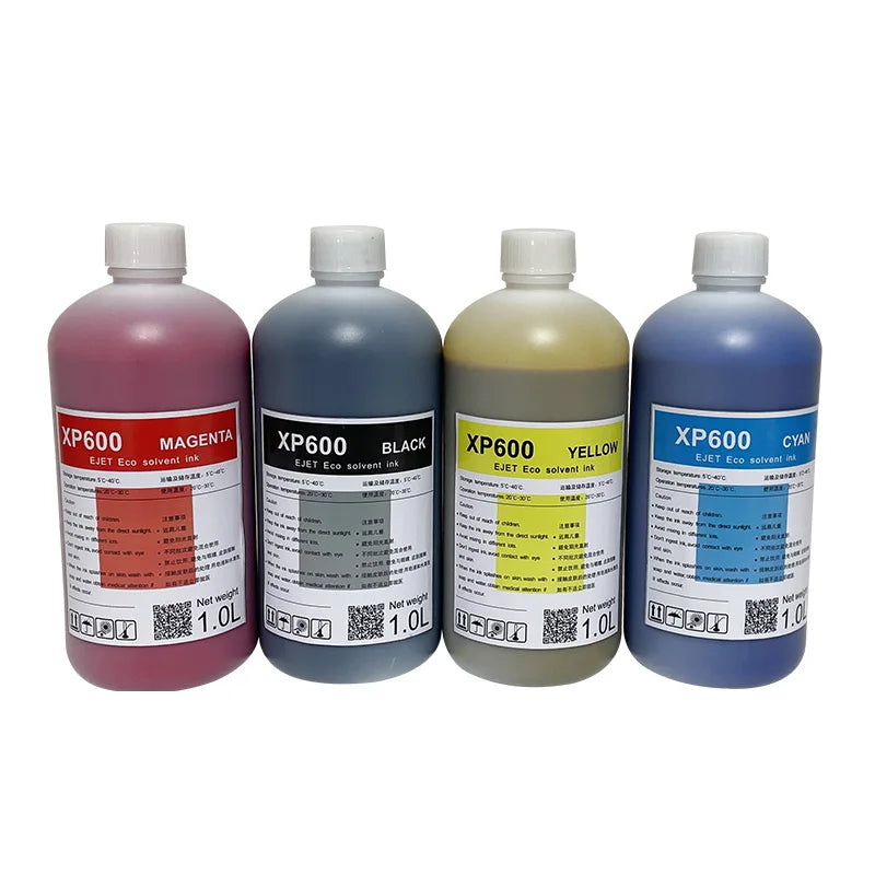 EJET 1L/Bottle 4-Color CMYK Eco Solvent for Oil-Based for XP600/DX5/DX7 Printers-Vinyl/Backlit Film Applications Excellent