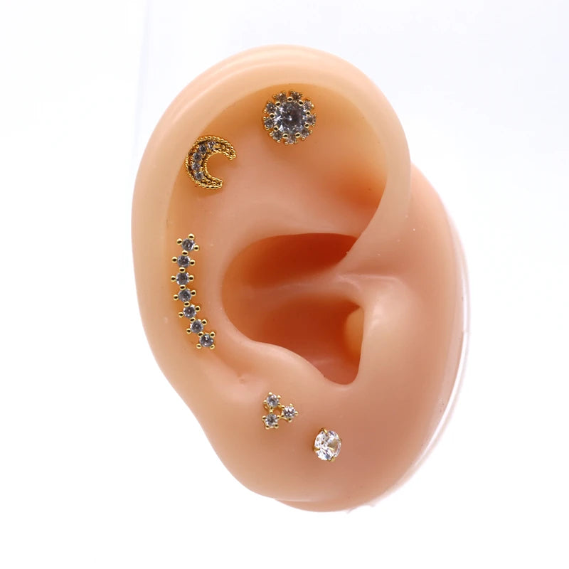 Gaby Customizable 316L Surgical Steel 3A Zircon Stud Earrings Cartilage Tragus Model Piercing Body Jewelry for Weddings