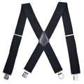 Wholesale Solid Black Elastic Stretch Men's X-Back 2 Inches Wide Heavy Duty Clips Adjustable Suspenders for Work