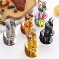 Henwafx 6pc Stainless Steel 304 Dessert Fork Set Cute Wedding Cutlery with Handol Serami for Parties