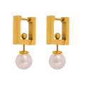 JINYOU 669 Elegant  Pearls Unusual Earrings 316L Stainless Steel Square Hoop Earrings Jewelry