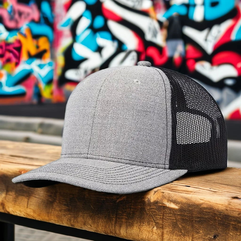 Custom Logo 6 Panel 112 Blank Gorra Mesh Hat With Embroidery Golf Running Scenes-Black Color Baseball Trucker Caps