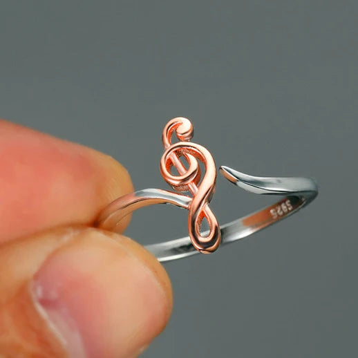 CAOSHI Silver Rose Gold Coating Open Finger Rings Delicate Elegant Women Girls Musical Symbols Adjustable Rings