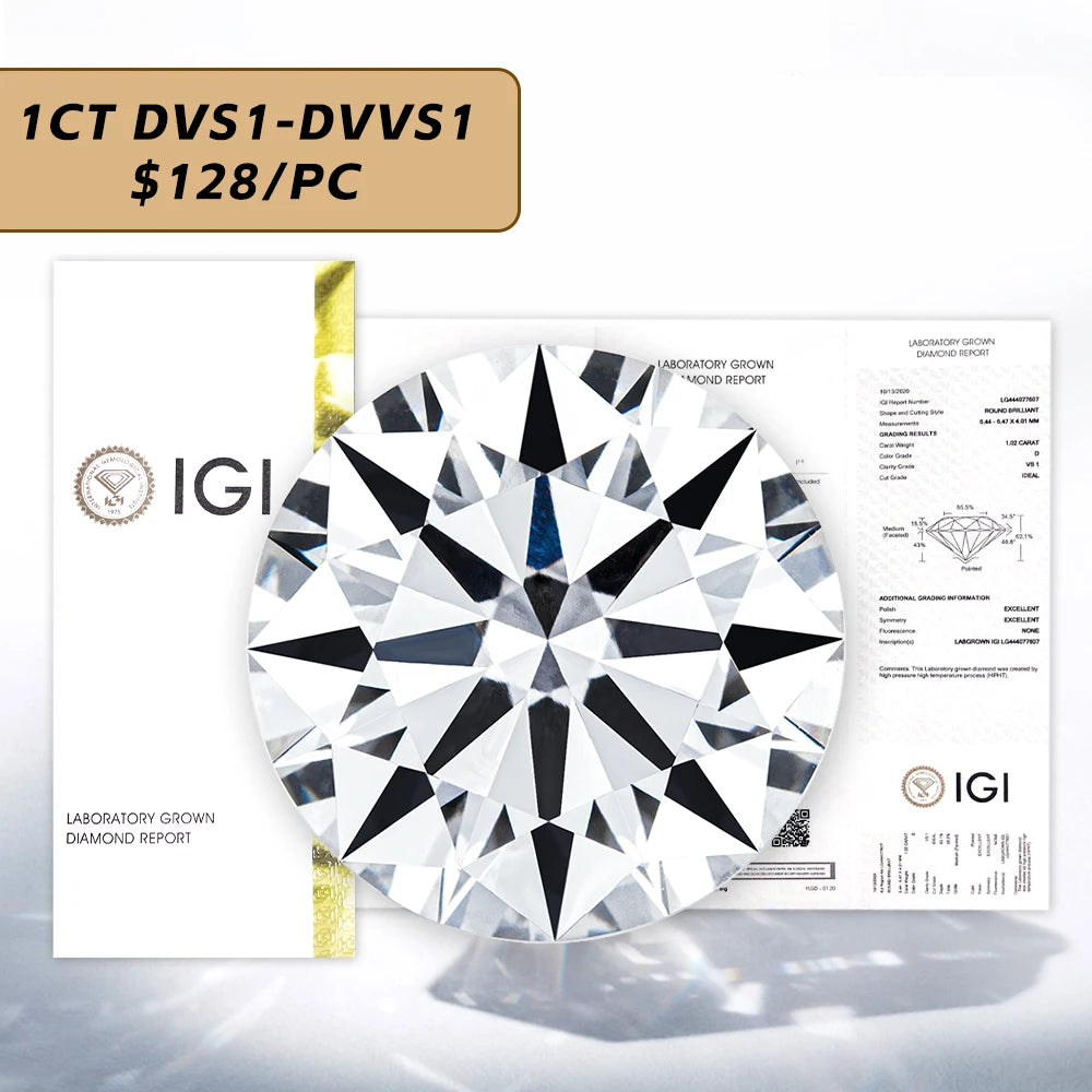 IGI  Certificate 1ct DVS1 DVVS2  DVVS1  Wholesale Lab Created  Diamond HPHT CVD Lab Grown Diamond