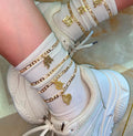 Water Resistant Custom Logo New Design Initial Letter Unisex Gift Anklet 26 A-z Old English Alphabet Gold Plated Stainless Steel