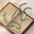 French Retro Imperial Stone Man Like Coins Medieval Beaded Necklaces High Grade Sense Small Luxury Necklace Women