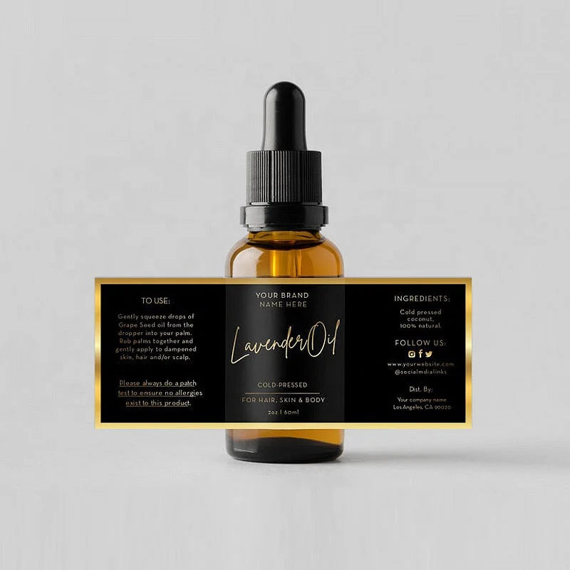 Custom Waterproof 10ML 30ML Essential Oil Bottle Labels Custom Sticker Adhesive Sticker Label Machine Printing Custom Shapes