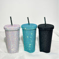 2025 Hot Selling Double Wall Stainless Steel Glitter Bling Rhinestone Tumbler Diamond Tumbler With Straw