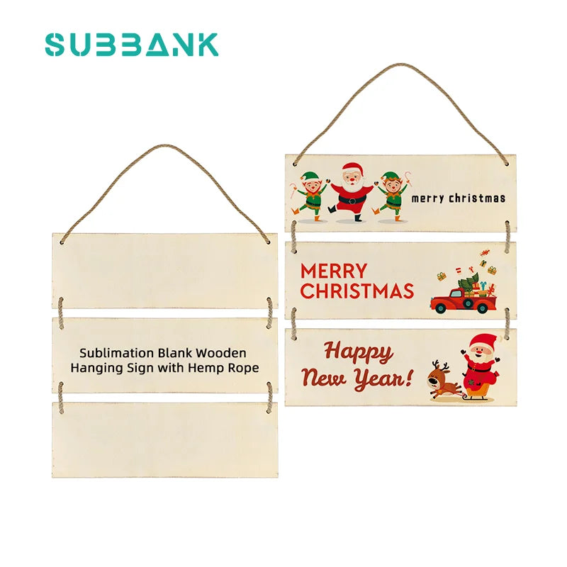 Subbank Sublimation Hat Transfer Blank Rectangular Wooden Signage Custom Shape Cut Bamboo Wooden Blank Signage Porch Decoration MegaBDM
