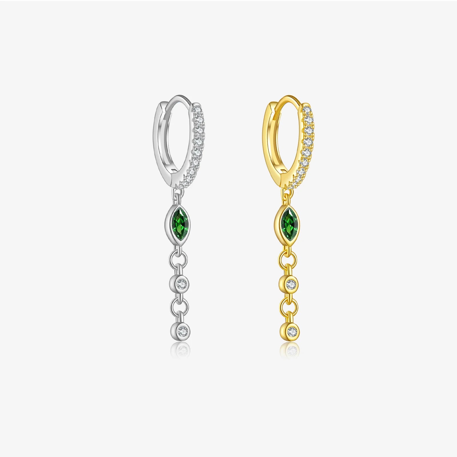 FUAMAY Dangling Earring Round Silver Long Drop Ear Rings for Women Geometric Pattern Clip-On Hoops Boucle D'oreille Argent Party