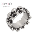 Mystic Punk Style Vintage Hip Hop Jewelry Making 316L Stainless Steel Skull Head Finger Ring for Occult Lovers