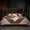 Luxury Brown king Size Comforter Cover Satin 100% Cotton Printing Grey Duvet Cover Home Textile Bedding Set Wholesaler