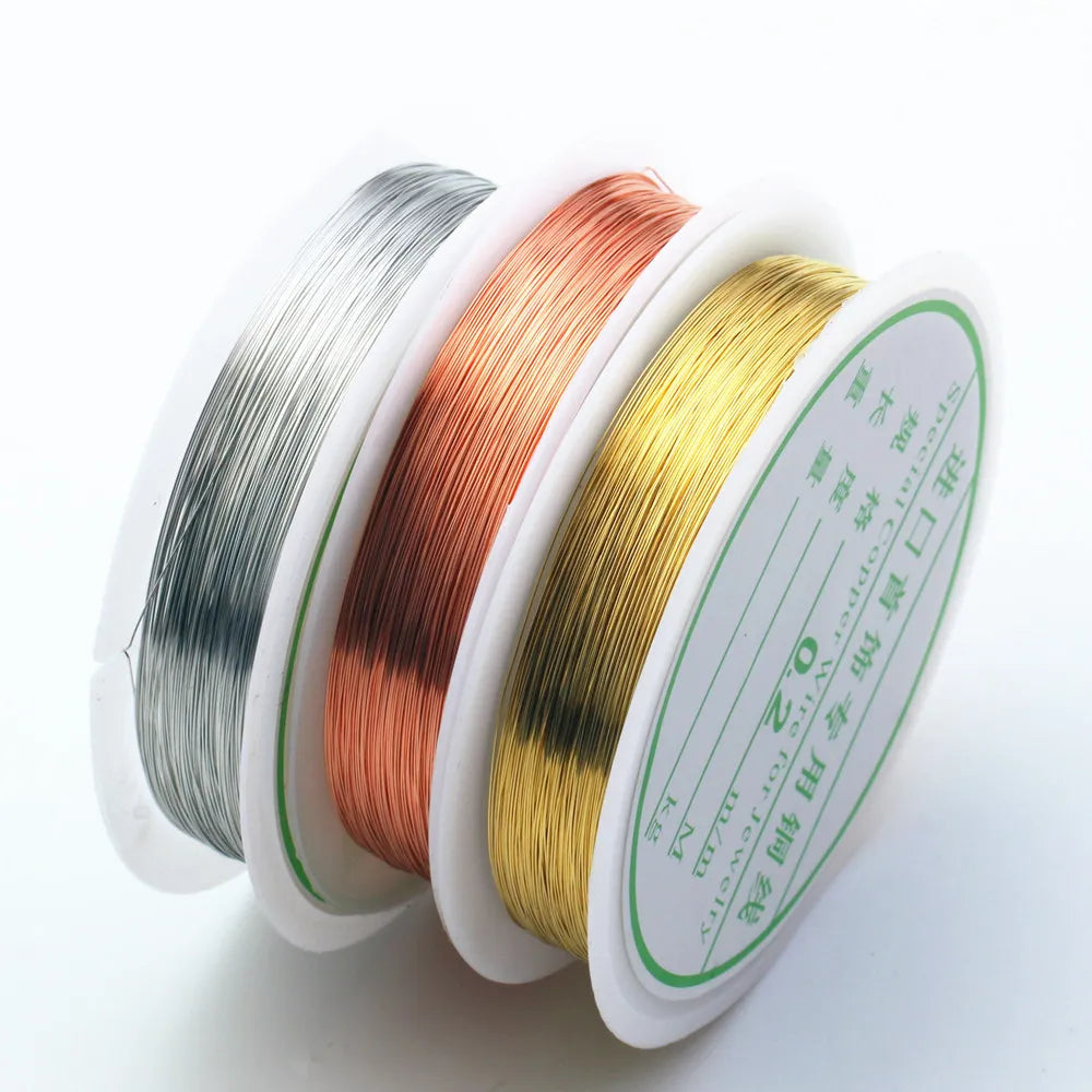 0.3/0.4/0.5/0.6/0.8/1mm Silver/Gold/Rose Copper Wire for Bracelet Necklace Jewelry DIY Accessories 0.2-1.0mm Craft Beading