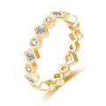 POLIVA Women's Gold-Plated Cubic Zirconia Square Cut Eternity Bands Ring Prong Setting for Anniversary Jewelry