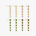 FUAMAY Gold Plated Silver 925 Brilliant Cut Zircon Claw Setting Trendy Wedding Gift White Purple Green Black Drop Earrings for