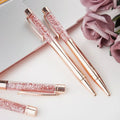 Crystal Ballpoint Pens Rose Gold Metal Pen Refills Bling Dynamic Liquid Sand Pen Black Ink for Office Supplies