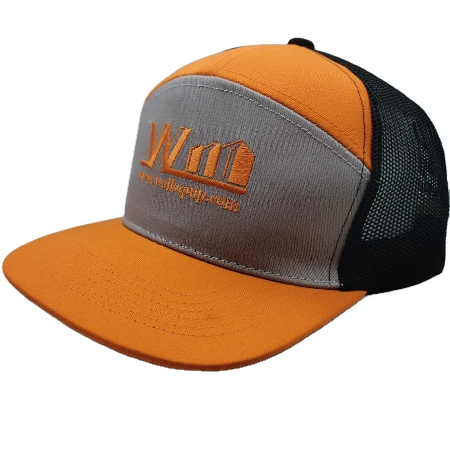 Custom 7 Panel Snapback Flat Brim 3D Embroidery LOGO Sports Caps Gorras Water-Proof Laser Cut Holes Perforated Hat