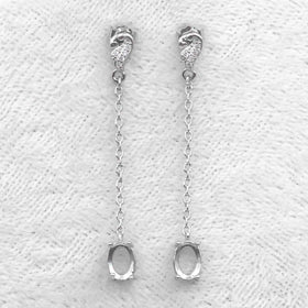Sterling Silver 5*7mm Semi Mount Line Earrings Empty Support Blank Claws Setting S925 Base Without Center Stone for DIY Inlay