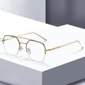 Sunway Eyewear Fashion Double Bridge Gold Metal Frame Men Half Rim Blue Light Blocking Glasses Frames