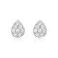Exquisite Women Mini Jewelry 925 Sterling Silver Full Diamond Water Drop Shaped Sparkling Stud Earrings