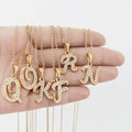 Stainless Steel Initial Letter Pendant Personalized 18K Gold Plated Crystal Necklace Luxury Zircon Letter Necklace for Women