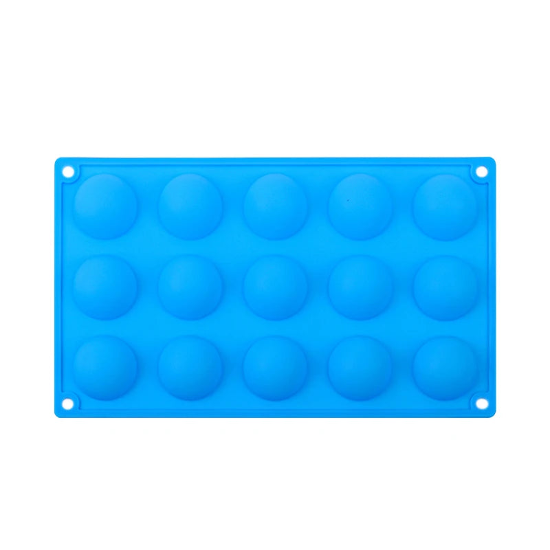 Christmas Gift 15-hold Blue Color Resilience Heat Resistant Semicircular Silicone Cake Mold Baking Mold Chocolate Mold
