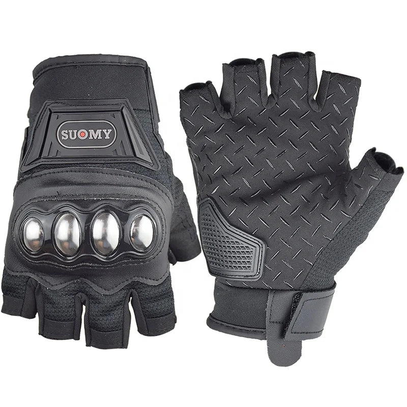 Motorbike Knitting Guantes Unisex Men Women Motorcycle Summer Breathable Riding Protective Gear Half Finger Sporting Biker Glove
